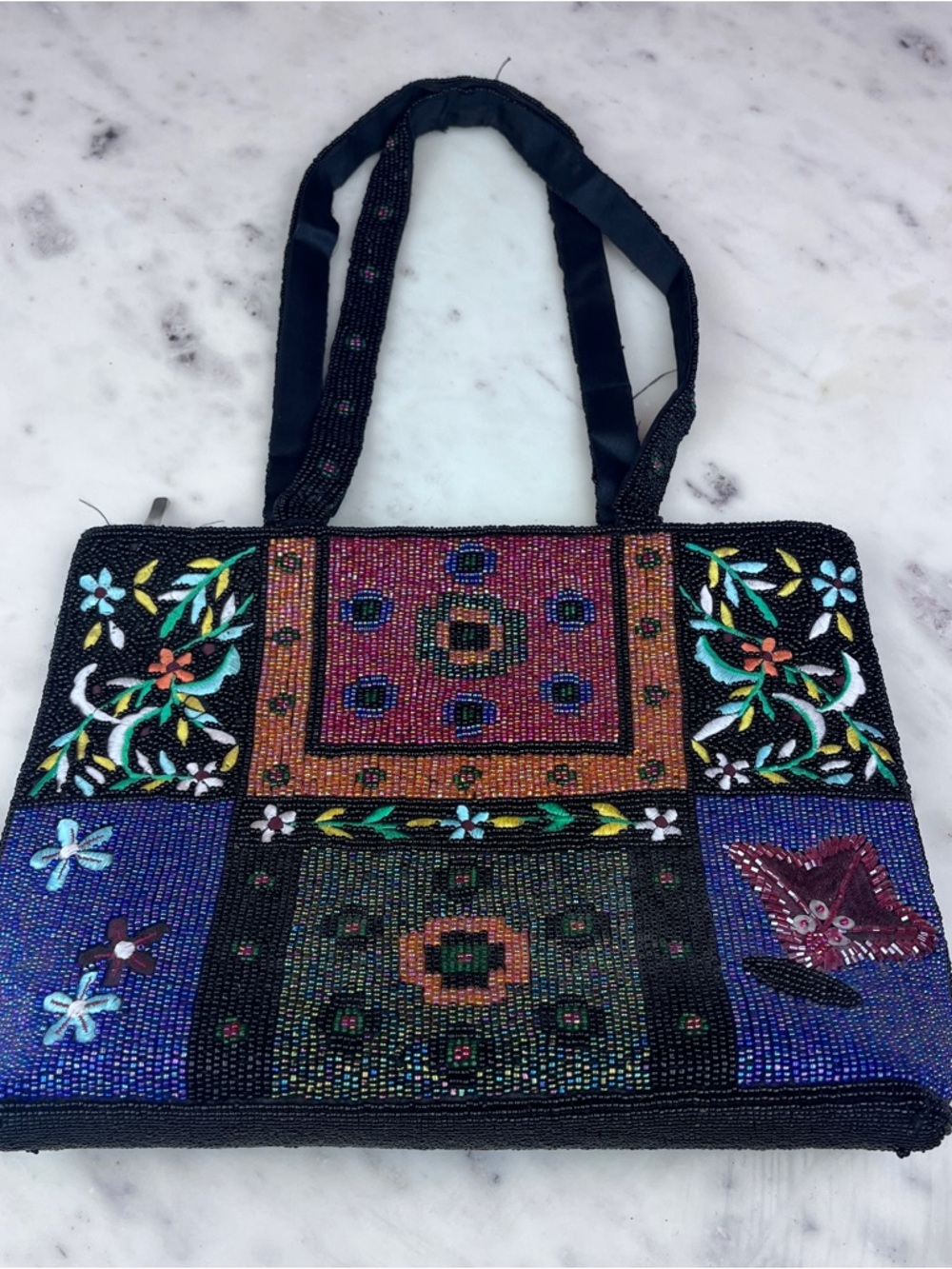 Embroidered Beadwork Tote Bag - Multicolor